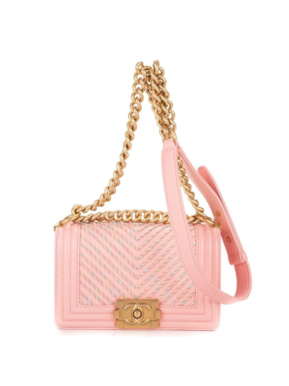 Chanel Limited Edition Weave Mini Boy Flap Bag Pink Che Blanc Embroidery Leather